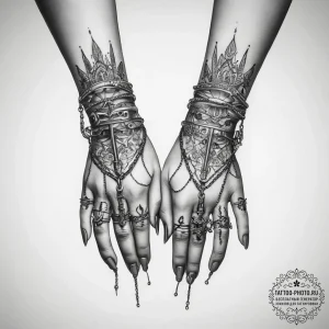 Tattoo sketch hands with a chain, artistic ta... - эскиз тату (№1757507326_0, 10.09.2025 12:28) — tattoo-photo.ru