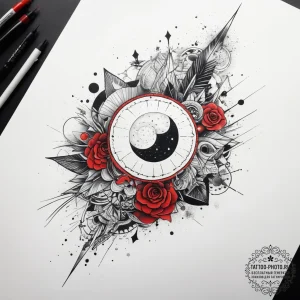 Tattoo sketch cosmic scene, concept art for t... - эскиз тату (№1757507728_0, 10.09.2025 12:35) — tattoo-photo.ru