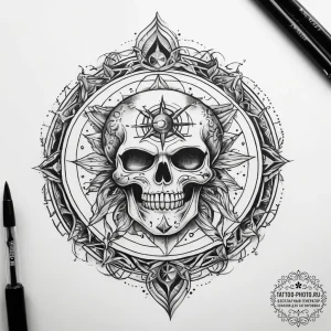Tattoo sketch cosmic realm, ink illustration... - эскиз тату (№1757508516_0, 10.09.2025 12:48) — tattoo-photo.ru