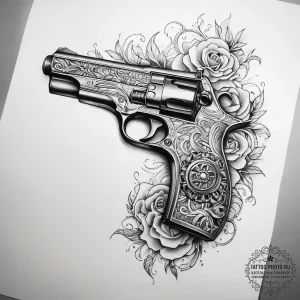 Tattoo sketch chicano пистолет - эскиз тату (№1757509099_0, 10.09.2025 12:58) — tattoo-photo.ru