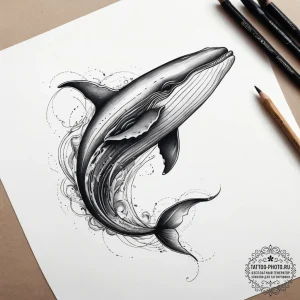 Tattoo sketch neo-traditional кит, artistic t... - эскиз тату (№1757509682_0, 10.09.2025 13:08) — tattoo-photo.ru