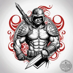 Tattoo sketch soldier with a scroll, concept... - эскиз тату (№1757510264_0, 10.09.2025 13:17) — tattoo-photo.ru