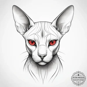 Tattoo sketch sphynx cat, tattoo line art, mi... - эскиз тату (№1757510656_0, 10.09.2025 13:24) — tattoo-photo.ru