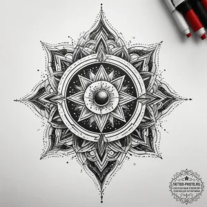 Tattoo sketch cosmic fount, tattoo flash shee... - эскиз тату (№1757512999_0, 10.09.2025 14:03) — tattoo-photo.ru