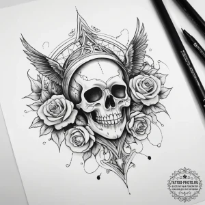 Tattoo sketch flying broomstick, tattoo drawi... - эскиз тату (№1757518339_0, 10.09.2025 15:32) — tattoo-photo.ru