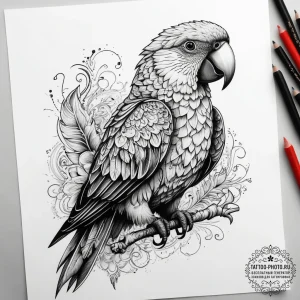 Tattoo sketch puns a parrot that says "i'm a... - эскиз тату (№1757519735_0, 10.09.2025 15:55) — tattoo-photo.ru