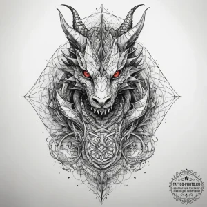 Tattoo sketch геометрический дракон, tattoo d... - эскиз тату (№1757520131_0, 10.09.2025 16:02) — tattoo-photo.ru