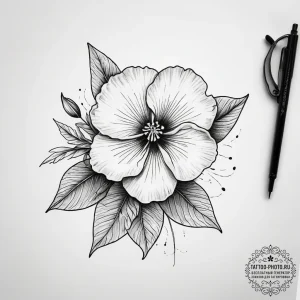 Tattoo sketch primrose flower, tattoo drawing... - эскиз тату (№1757521120_0, 10.09.2025 16:18) — tattoo-photo.ru