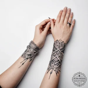 Tattoo sketch hands with a knot - эскиз тату (№1757522484_0, 10.09.2025 16:41) — tattoo-photo.ru