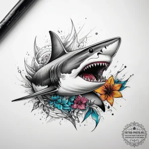 Tattoo sketch saw shark, ink illustration for... - эскиз тату (№1757528921_0, 10.09.2025 18:28) — tattoo-photo.ru