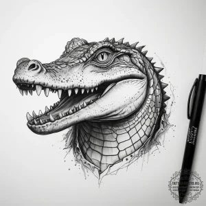 Tattoo sketch puns a crocodile that says "i'm... - эскиз тату (№1757529317_0, 10.09.2025 18:35) — tattoo-photo.ru