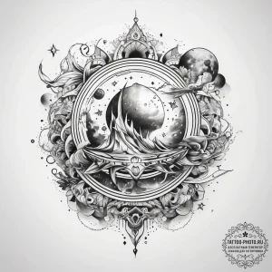 Tattoo sketch cosmic land - эскиз тату (№1757529511_0, 10.09.2025 18:38) — tattoo-photo.ru