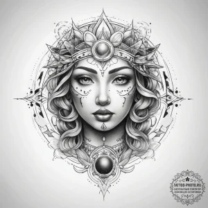 Tattoo sketch cosmic spirit - эскиз тату (№1757531851_0, 10.09.2025 19:17) — tattoo-photo.ru