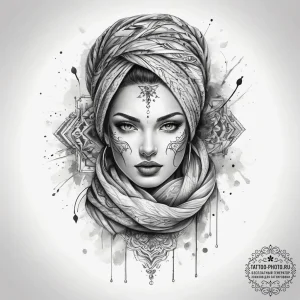 Tattoo sketch knitting finished scarf, artist... - эскиз тату (№1757532240_0, 10.09.2025 19:24) — tattoo-photo.ru
