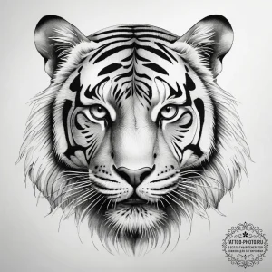 Tattoo sketch tiger face - эскиз тату (№1757532435_0, 10.09.2025 19:27) — tattoo-photo.ru