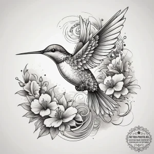 Tattoo sketch hummingbird, ink illustration f... - эскиз тату (№1757533412_0, 10.09.2025 19:43) — tattoo-photo.ru