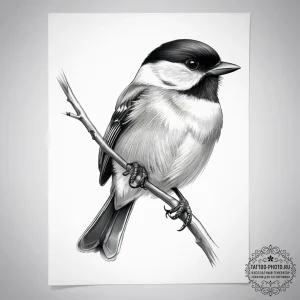 Tattoo sketch black-capped chickadee - эскиз тату (№1757535169_0, 10.09.2025 20:12) — tattoo-photo.ru