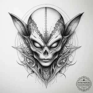 Tattoo sketch инопланетянин, concept art for... - эскиз тату (№1757535755_0, 10.09.2025 20:22) — tattoo-photo.ru