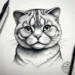 Tattoo sketch scottish fold, artistic tattoo... - эскиз тату (№1757536347_0, 10.09.2025 20:32) — tattoo-photo.ru