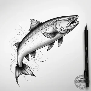Tattoo sketch puns a salmon that says "i'm a... - эскиз тату (№1757537129_0, 10.09.2025 20:45) — tattoo-photo.ru