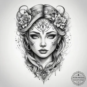 Tattoo sketch cosmic self, concept art for ta... - эскиз тату (№1757539812_0, 10.09.2025 21:30) — tattoo-photo.ru