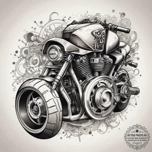 Tattoo sketch biker motorcycle engine, ink il... - эскиз тату (№1757540199_0, 10.09.2025 21:36) — tattoo-photo.ru