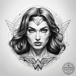 Tattoo sketch wonder woman symbol - эскиз тату (№1757540978_0, 10.09.2025 21:49) — tattoo-photo.ru