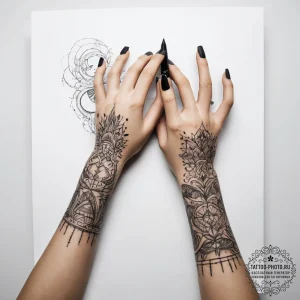 Tattoo sketch hands with a pen - эскиз тату (№1757541950_0, 10.09.2025 22:05) — tattoo-photo.ru