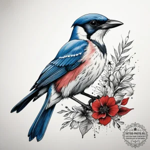 Tattoo sketch scrub jay, tattoo line art, mut... - эскиз тату (№1757543711_0, 10.09.2025 22:35) — tattoo-photo.ru