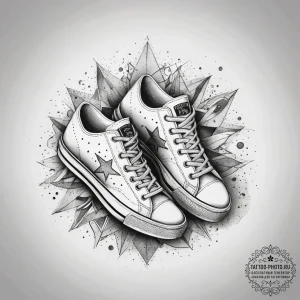 Tattoo sketch sneakers with a star, tattoo sk... - эскиз тату (№1757546244_0, 10.09.2025 23:17) — tattoo-photo.ru
