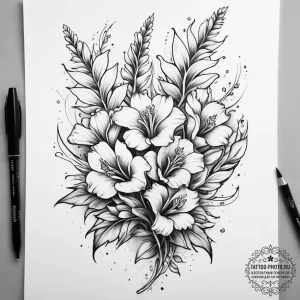 Tattoo sketch snapdragon, ink illustration fo... - эскиз тату (№1757546437_0, 10.09.2025 23:20) — tattoo-photo.ru