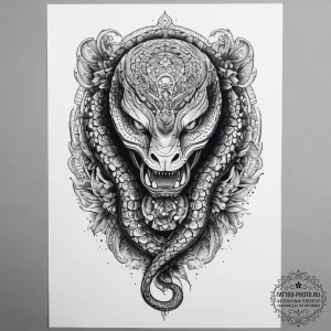 Tattoo sketch cobra strike, ink illustration... - эскиз тату (№1757546822_0, 10.09.2025 23:27) — tattoo-photo.ru