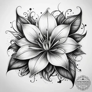 Tattoo sketch honeysuckle flower, tattoo sket... - эскиз тату (№1757553997_0, 11.09.2025 01:26) — tattoo-photo.ru