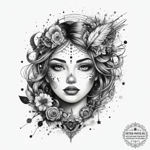 Tattoo sketch cosmic universe, tattoo flash s... - эскиз тату (№1757554579_0, 11.09.2025 01:36) — tattoo-photo.ru