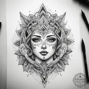 Tattoo sketch divine presence, tattoo line ar... - эскиз тату (№1757560002_0, 11.09.2025 03:06) — tattoo-photo.ru