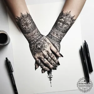 Tattoo sketch hands with a document, ink illu... - эскиз тату (№1757560391_0, 11.09.2025 03:13) — tattoo-photo.ru