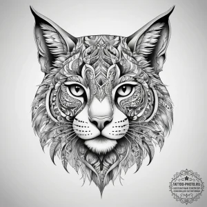 Tattoo sketch bobcat, concept art for tattoo,... - эскиз тату (№1757562142_0, 11.09.2025 03:42) — tattoo-photo.ru