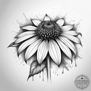 Tattoo sketch echinacea flower, concept art f... - эскиз тату (№1757569125_0, 11.09.2025 05:38) — tattoo-photo.ru