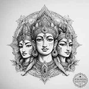 Tattoo sketch hindu gods with animal heads, i... - эскиз тату (№1757569705_0, 11.09.2025 05:48) — tattoo-photo.ru