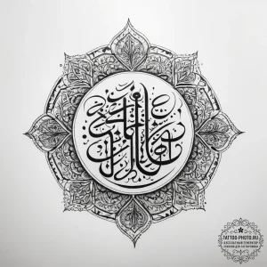Tattoo sketch al-fatiha calligraphy - эскиз тату (№1757571836_0, 11.09.2025 06:23) — tattoo-photo.ru