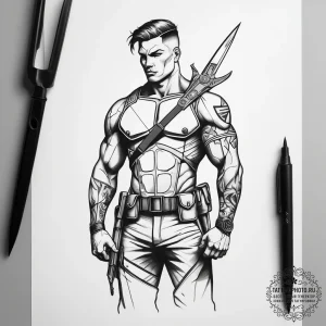 Tattoo sketch soldier with a scissors, concep... - эскиз тату (№1757574738_0, 11.09.2025 07:12) — tattoo-photo.ru