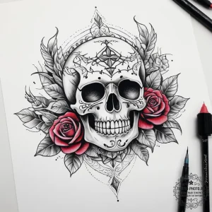 Tattoo sketch oasis, ink illustration for tat... - эскиз тату (№1757575514_0, 11.09.2025 07:25) — tattoo-photo.ru