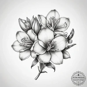 Tattoo sketch freesia, ink illustration for t... - эскиз тату (№1757581725_0, 11.09.2025 09:08) — tattoo-photo.ru