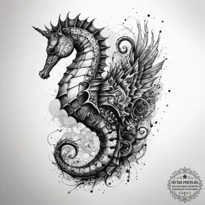 Tattoo sketch seahorse, concept art for tatto... - эскиз тату (№1757582307_0, 11.09.2025 09:18) — tattoo-photo.ru