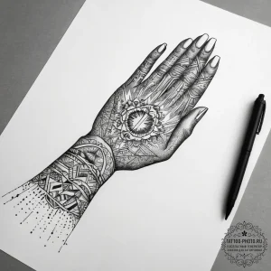 Tattoo sketch hands with a document, tattoo s... - эскиз тату (№1757582502_0, 11.09.2025 09:21) — tattoo-photo.ru