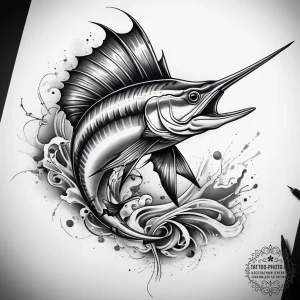 Tattoo sketch sailfish, artistic tattoo sketc... - эскиз тату (№1757582700_0, 11.09.2025 09:25) — tattoo-photo.ru