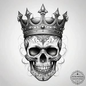 Tattoo sketch узор в виде черепа с короной - эскиз тату (№1757583472_0, 11.09.2025 09:37) — tattoo-photo.ru