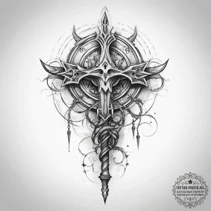 Tattoo sketch sorcerer's staff - эскиз тату (№1757584058_0, 11.09.2025 09:47) — tattoo-photo.ru
