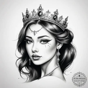 Tattoo sketch tiara tattoo - эскиз тату (№1757586006_0, 11.09.2025 10:20) — tattoo-photo.ru
