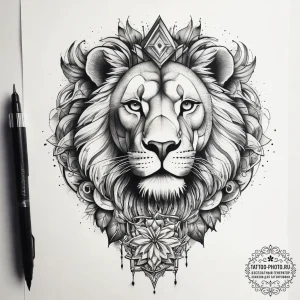 Tattoo sketch hands with a lion, concept art... - эскиз тату (№1757589525_0, 11.09.2025 11:18) — tattoo-photo.ru